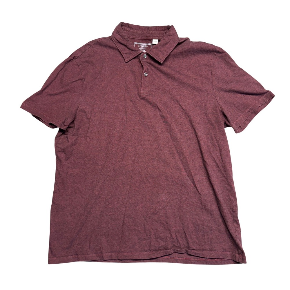 Charles Tyrwhitt Mens XL Burgundy Heather Short Sleeve Polo Shirt